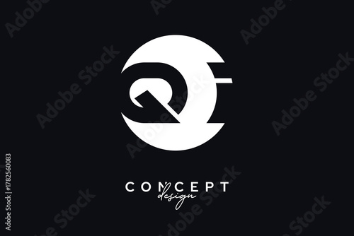 QI Creative Negative Space Circle Monogram Logo Design	