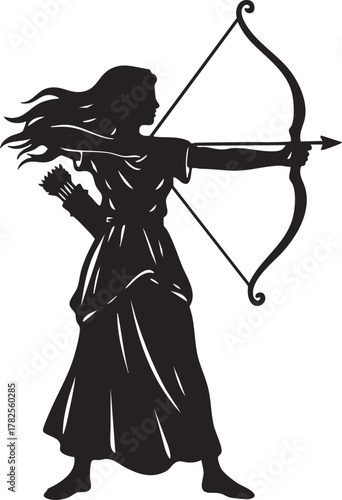 Greek Gods and Goddess Artemis vector illustration 