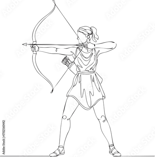 Greek Gods and Goddess Artemis vector illustration 
