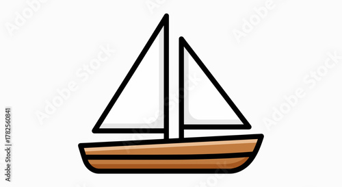 Quaint Cartoon Sailboat Icon - Simple Marine Travel Illustration