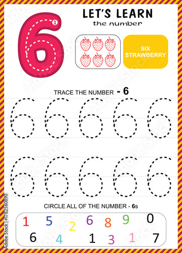 Kids Learning Material, Worksheet Learning Number 0 to 9, Number for Kids Learning, Children Educational Game, Worksheet for Learning Number.