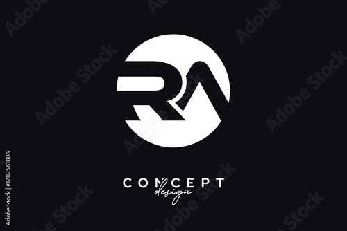 RA Creative Negative Space Circle Monogram Logo Design	