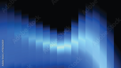 Abstract background with glowing blue and light blue vertical bars against a black backdrop, resembling digital sound waves or aurora