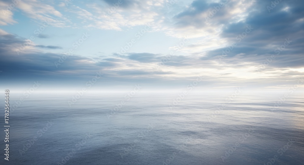 Fototapeta premium Calm Blue Water Rippling Under Cloudy Pale Sky at Sunset