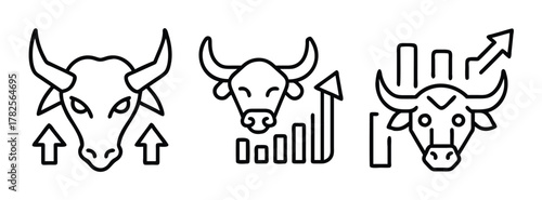 Bull market financial growth stock market investment upward trend line art illustration vector