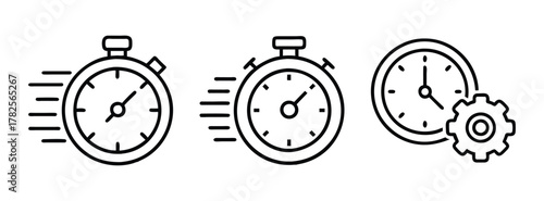 Stopwatch timer speed time management productivity efficiency deadline fast clock gear icon vector