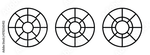 Photos Three black and white oval shapes with internal divisions graphic design vector