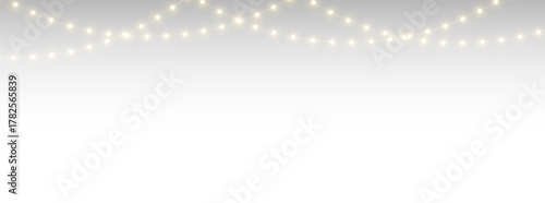 Festive Christmas Garland with Glowing Bulbs and Lights
