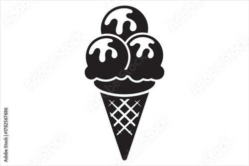 Ice Cream Cone Silhouette Icon Vector