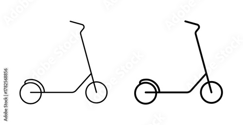 Electric Scooter Icon Set, Modern E-Scooter Vector Symbol for Transport, Delivery, and Mobility Apps