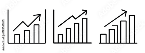 Growth chart infographic showing increasing trend and business success with upward arrow movement vector
