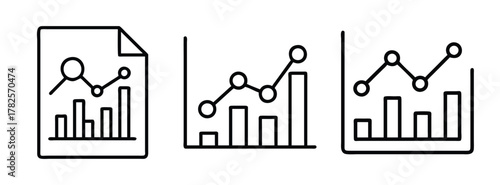 Analyze data trends and growth with line and bar chart diagrams for business and financial reports