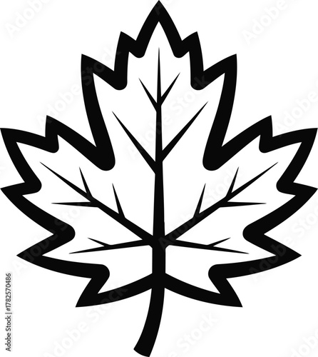 Black and white outline of a canadian maple leaf symbol