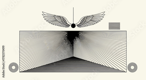 Abstract Geometric Design with Wings and Central Focus