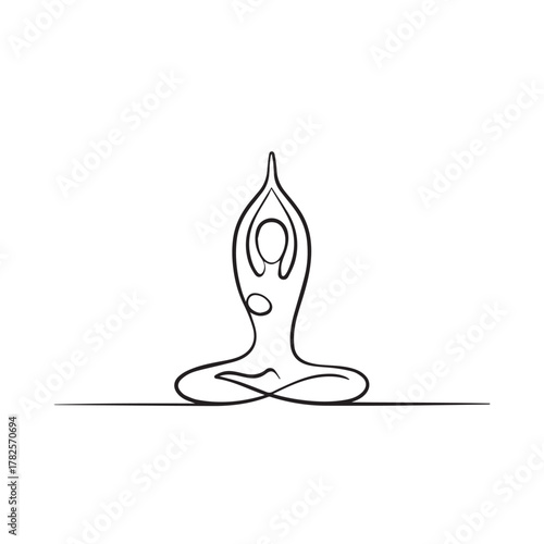 Female doing yoga minimal black vector icon