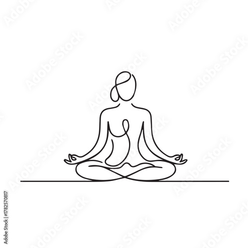 Female doing yoga minimal black vector icon