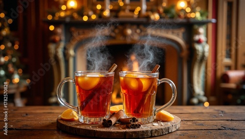 Festive Warm Cider by the Fireside