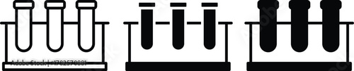 Test Tubes in Rack Icon. Laboratory Science, Medical Testing, and Research Equipment Symbol or Vector Silhouette. .eps