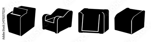 Four black card shufflers in different angles showing a modern gambling accessory