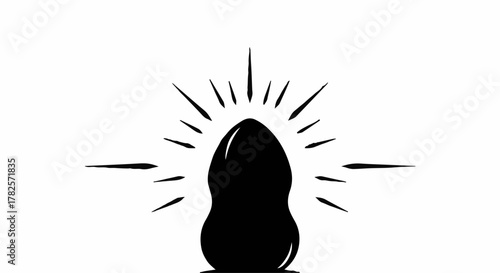 Mysterious glowing object radiating light against a stark white background, symbolizing discovery or a new idea.