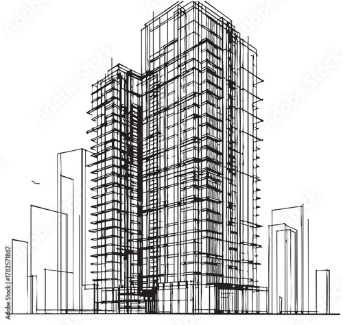 High rise building sketch. Architecture