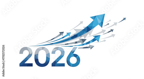 Upward trending arrows forming the year 2026, symbolizing growth and progress in the future