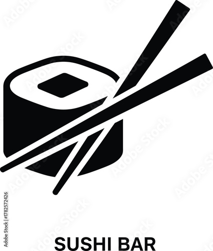 Simple sushi roll icon with chopsticks