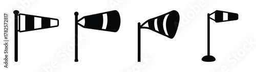 Four windsock icons indicating wind direction and speed for aviation and weather