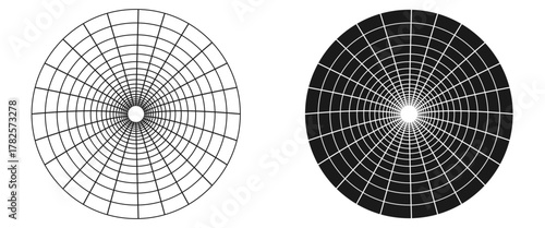 straight tunnel wireframe line grid, front view vector illustration isolated in white background.