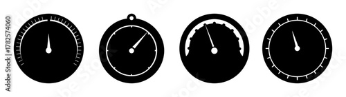 Four vintage barometer gauges showing different pressure readings meter icons