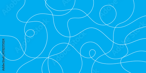 Thread line seamless pattern. Curvy intersections of ropes in organic smooth print. Abstract squiggly modern background with continuous lines. Vector illustration EPS 10 .