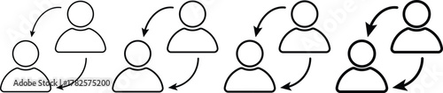 Replace Person Icons. Personnel Exchange Symbols. Profile update and substitute signs. User management icon
