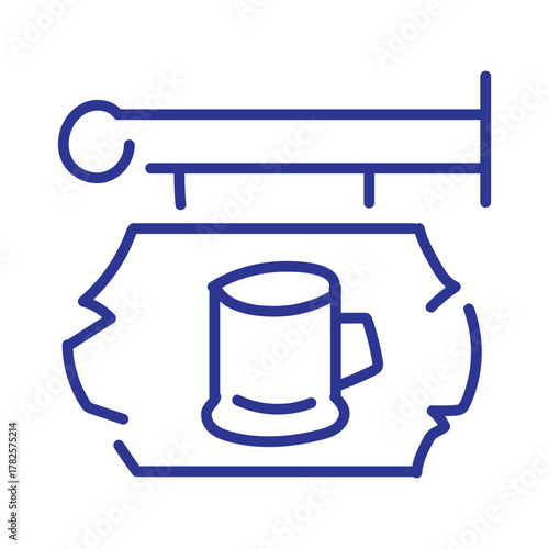 Charming pub sign illustration featuring a classic beer mug icon