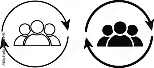 Replace Person Icons. Personnel Exchange Symbols. Profile update and substitute signs. User management icon
