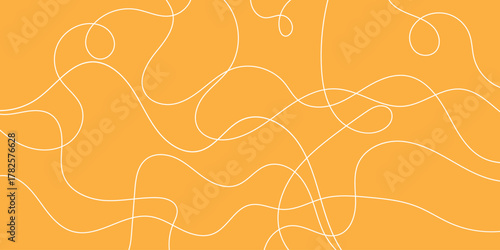Thread line seamless pattern. Curvy intersections of ropes in organic smooth print. Abstract squiggly modern background with continuous lines.