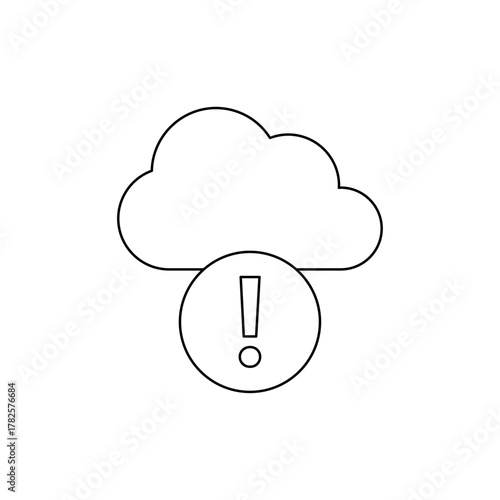 Warning Exclamation Mark on Cloud Server Outline Icon