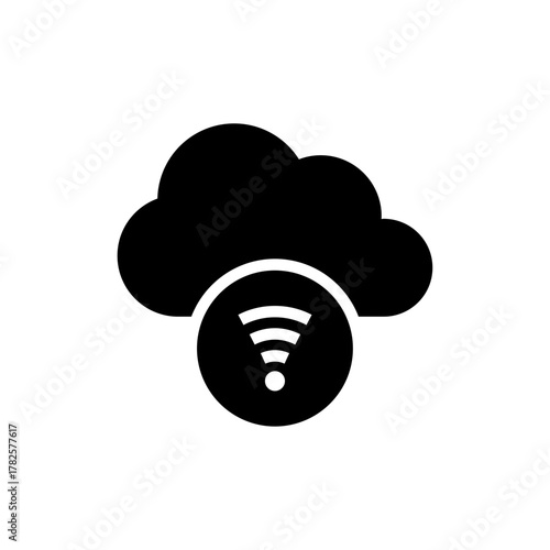 Solid Style Cloud Server Wireless WiFi Signal Icon