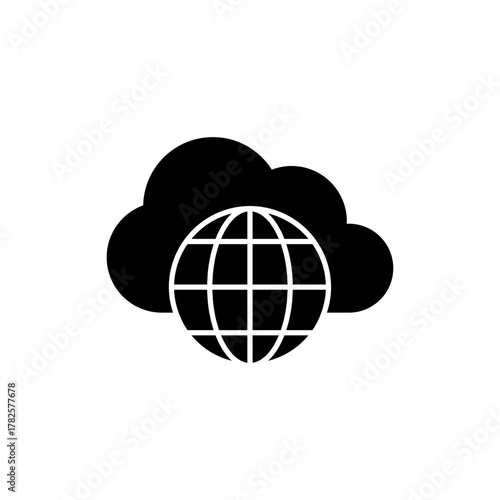 Solid Style Global Network Sphere on Cloud Server