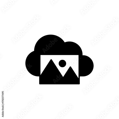 Solid Style Image Picture Placeholder Inside Cloud Storage