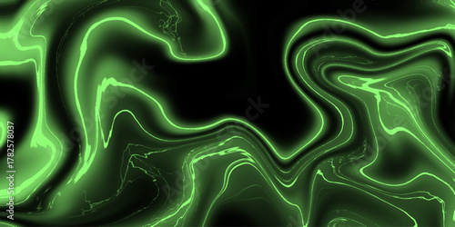 Emerald Liquid Marble Texture: Swirling emerald green lines create an abstract liquid marble texture against a dark background. Acrylic pour gray color liquid marble abstract swirl effects surface.