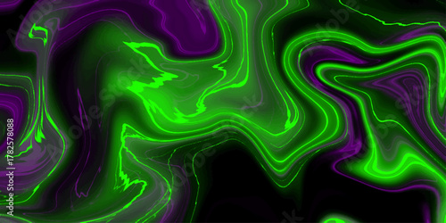 Emerald Liquid Marble Texture: Swirling emerald green lines create an abstract liquid marble texture against a dark background. Acrylic pour gray color liquid marble abstract swirl effects surface.