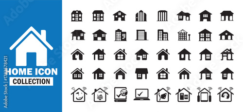 Real Estate House Icons Collection. Smart Home Concept Design