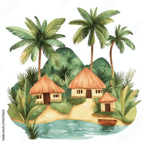 Amazon rainforest. Amazon rainforest hand drawn watercolor illustration