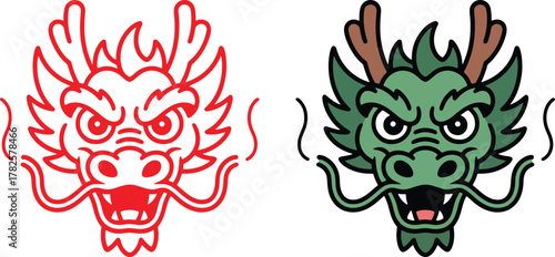 Chinese Dragon Mask Illustration