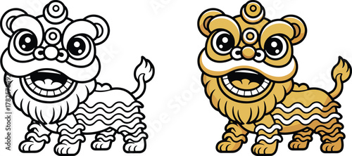 Chinese Lion Dance Illustration