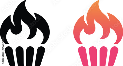 Fire Cupcake Logo Illustration