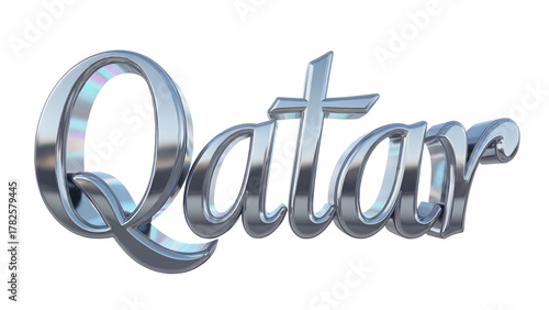 Stunning metallic 'Qatar' text design for modern travel and branding projects