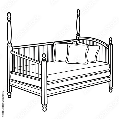 bed on white background