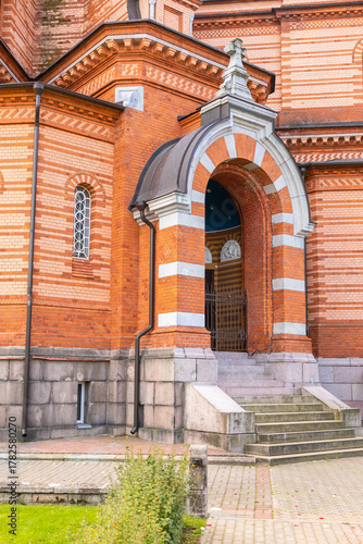 Entrance of the Orthodox cathedral in Narva, Estonia.