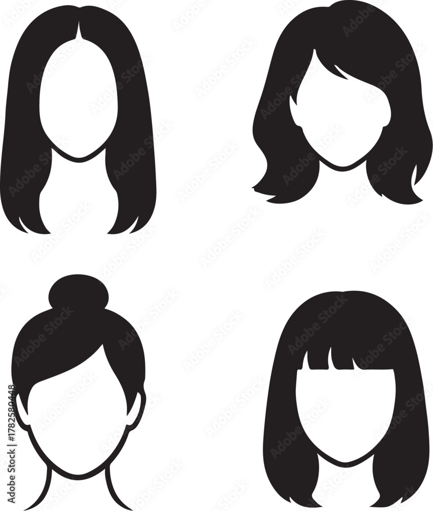 Obraz premium PrintDiverse black hair styles silhouettes for women